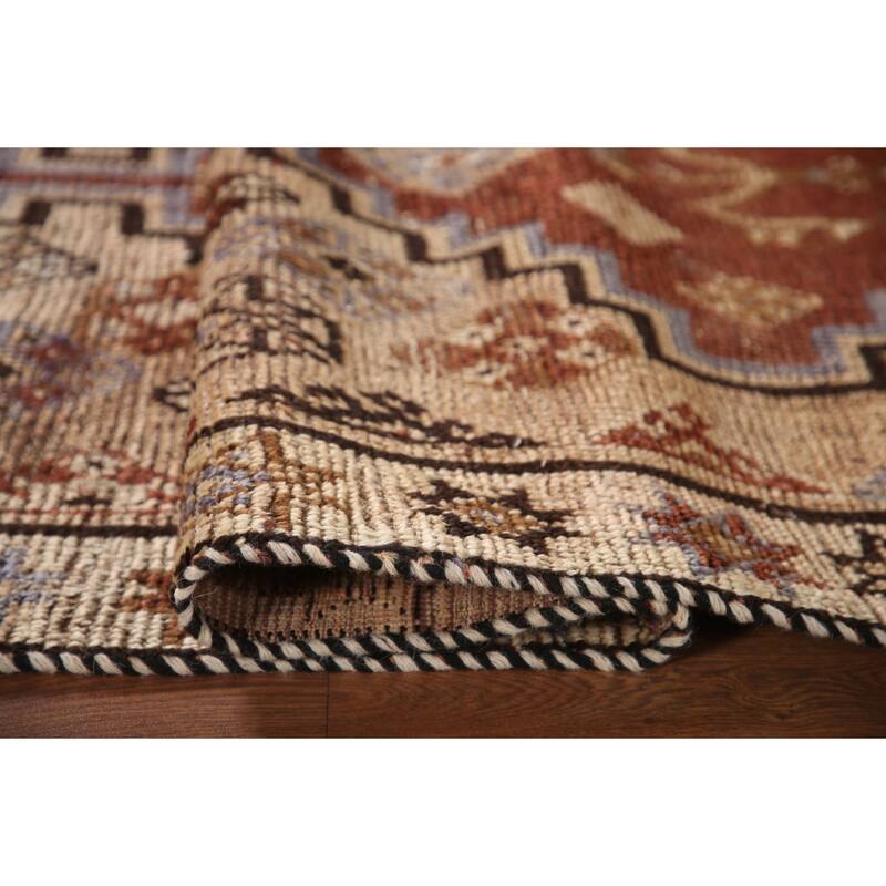 Tribal Qashqai Persian Antique Area Rug Handmade Peach Wool Carpet - 3'6"x 7'11"