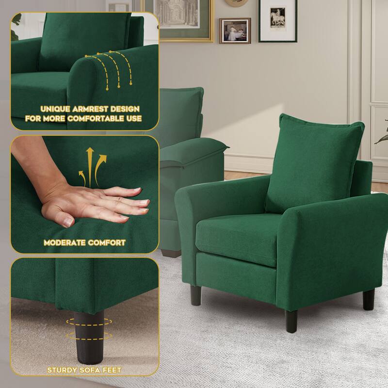 3-Piece Living Room Sectional Sofa Set with Chair and Ottoman