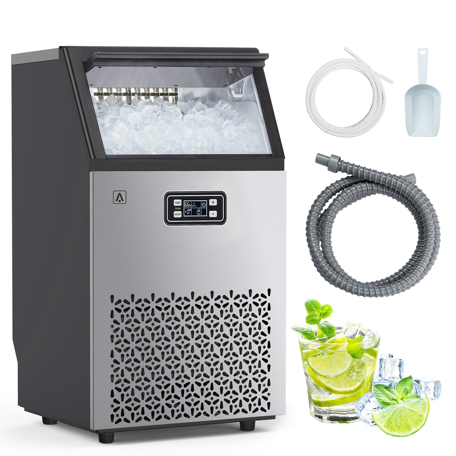 Commercial Ice Maker Machine, 150 lbs/Day, 33 lbs Storage Capacity - 150lb/day