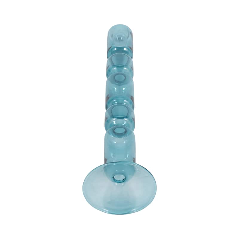 Glass Stacked Mix Bubble Taper Candle Holder - Blue