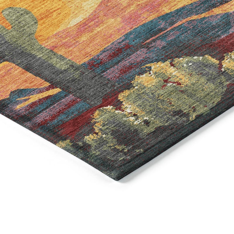 Machine Washable Indoor/ Outdoor Desert Inspiration Chantille Rug