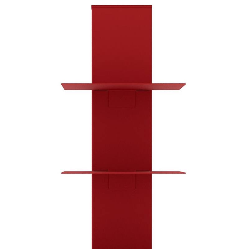 HomeRoots 38" Red Metal Six Shelf Modern Tower Bookcase