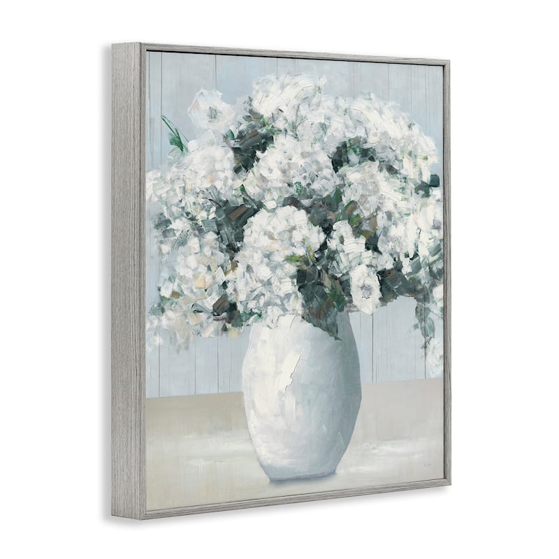 Stupell Timeless White Flower Vase Framed Giclee Art Design By Sally Swatland