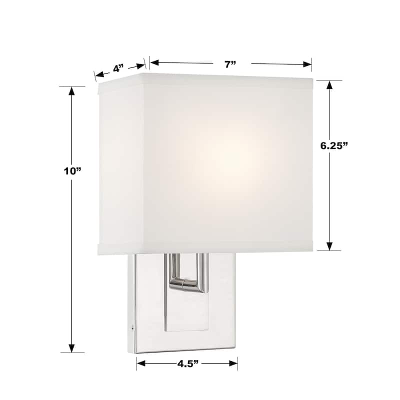 Brent 1 Light Polished Nickel Sconce - 7"W x 10"H x 4"D