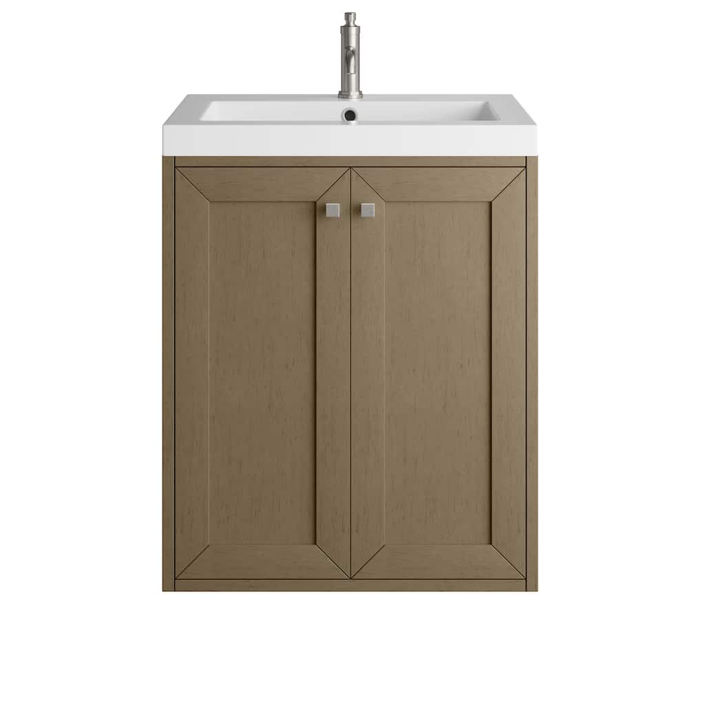 Chianti 24" Single Vanity, Walnut Whisper w/ White Composite Stone Top