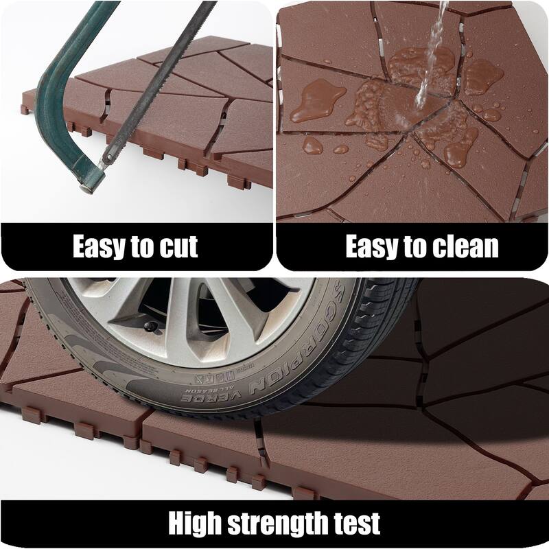 Stone Style 12" Patio Deck Tiles, DIY Module Interlocking Decking Tiles Floor Tile Outdoor and Indoor, 44pcs