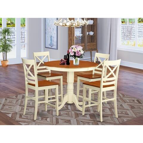 East West Furniture 5-piece Counter-height Dining Room Pub Set - a Table and Chairs - (Finish Options)