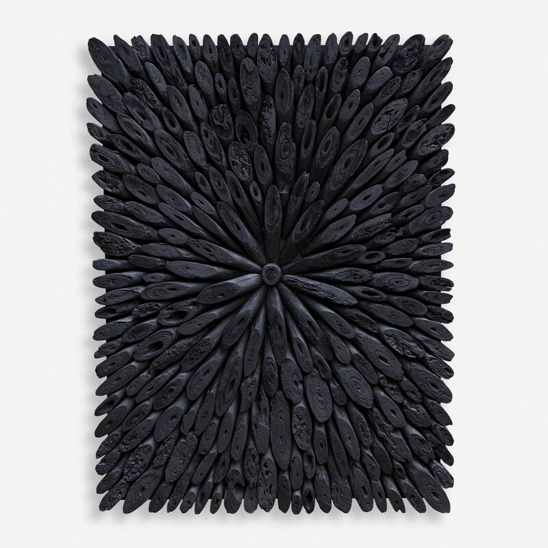 Sunburst Rectangular Wooden Wall Decor - 39.25" - Black