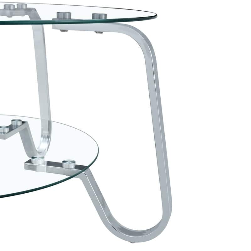 Vintage Minimalist Metal & Glass Coffee Table - 31.5" Square, Double Layer Tempered Glass