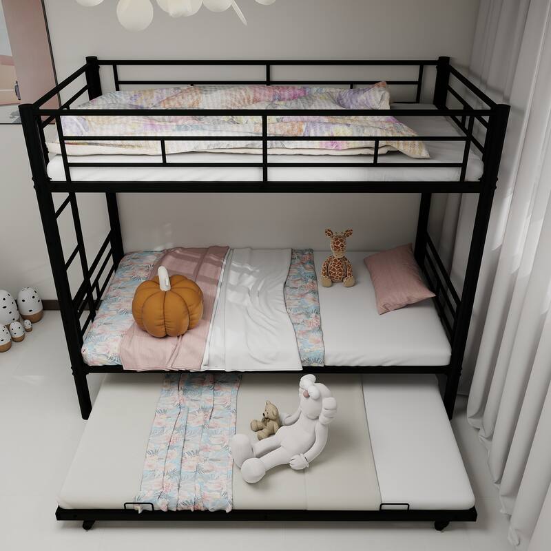 Heavy-duty Sturdy Meta Twin over Twin Bunk Bed Noise Reduced