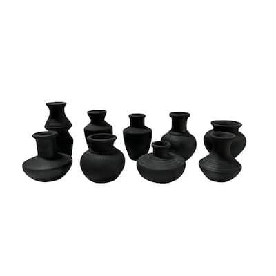 Terracotta Mini Vase Set of 9 - Black Dia 12.6" - Black