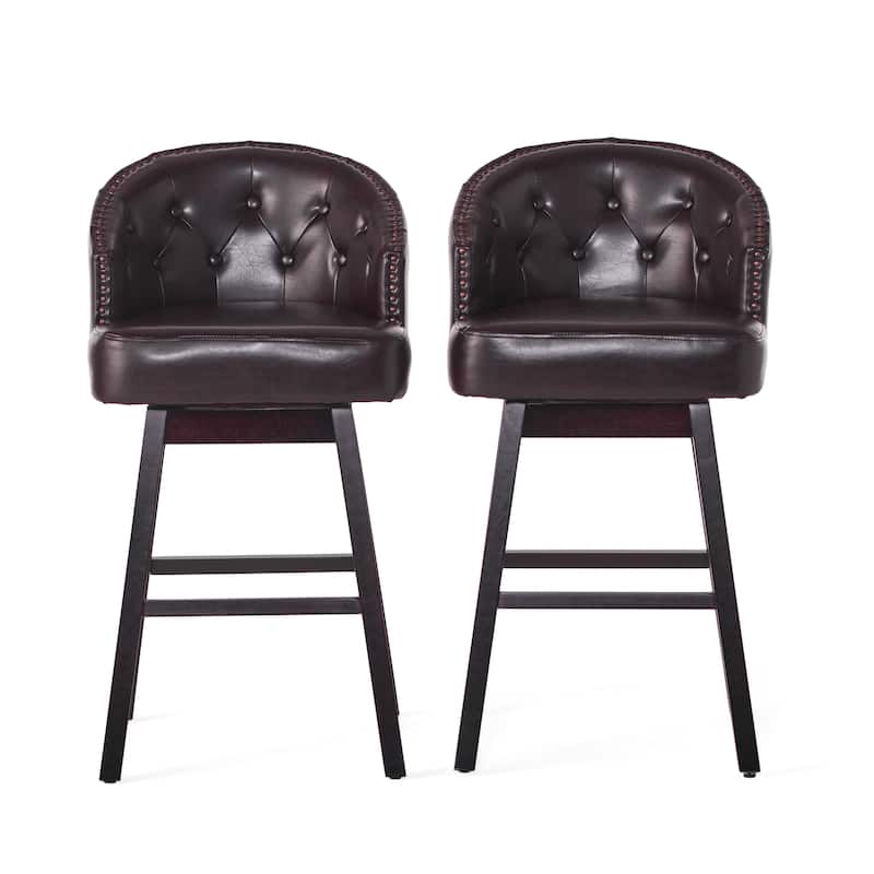 360 Degree Swivel Bar Stool with Stunning Nailhead Trim, Set of 2