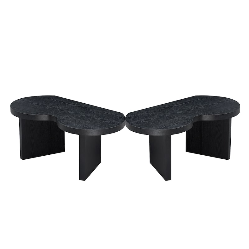 Accent Butterfly Coffee Table with Sturdy Legs, Wood Nesting Coffee Table, Modern Low Center Table for Living Room, Office