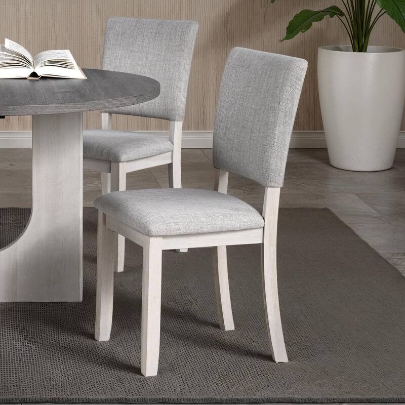 Transitional Gray Finish Upholstered Side Chairs 4pc Set