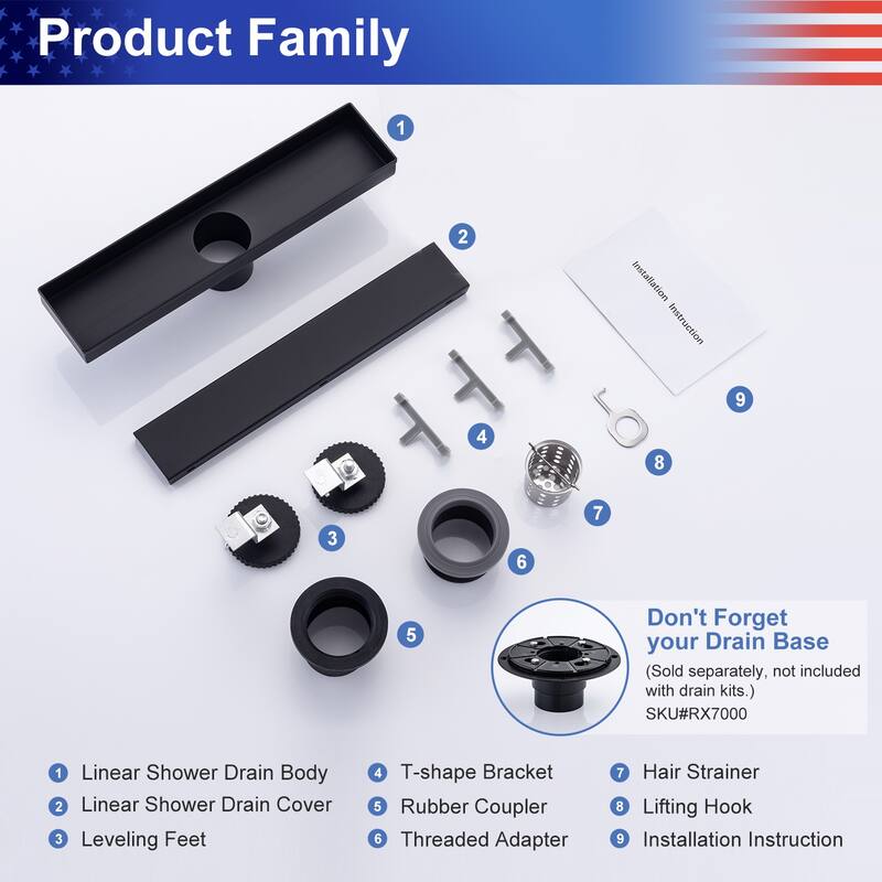 12'' W Linear Grid Shower Drain