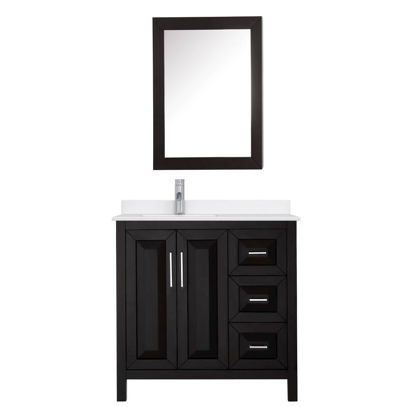 Daria 36-inch Single Vanity, Single Hole Quartz Top, Med Cabinet