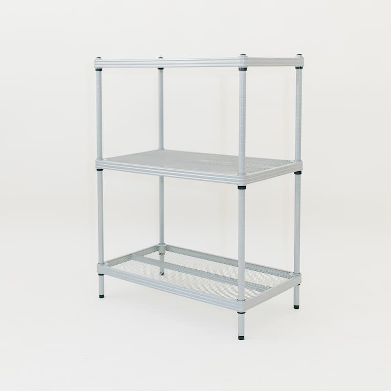Design Ideas MeshWorks 3 Tier Full-Size Metal Storage Shelving Unit Rack, White