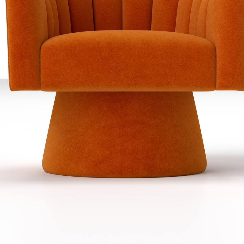 SEYNAR Modern Glam Velvet Upholstered Round Swivel Accent Arm Barrel Chair for Living Room