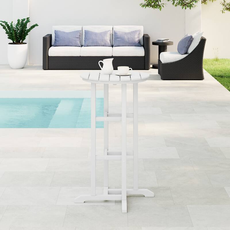 Polytrends Laguna Hdpe All Weather Outdoor Patio 24" Round Bar Bistro Table
