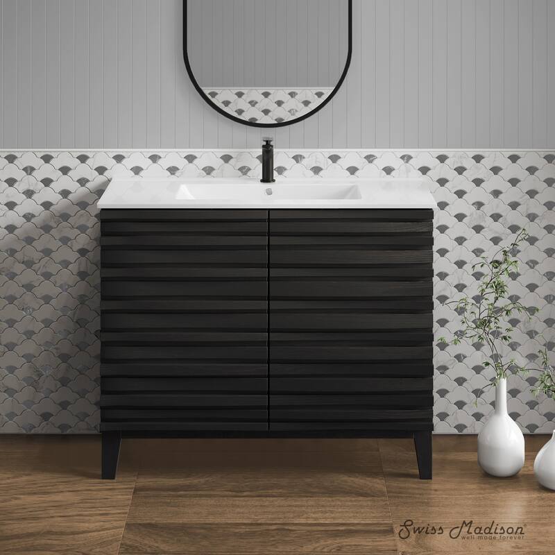 Cascade 30" Freestanding Bathroom Vanity In Black Oak With Sink Top - 30