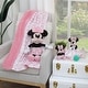 preview thumbnail 4 of 2, Disney Minnie Mouse White, Pink, and Aqua Rainbow and Hearts Super Soft Velboa with Sherpa Back Baby Blanket