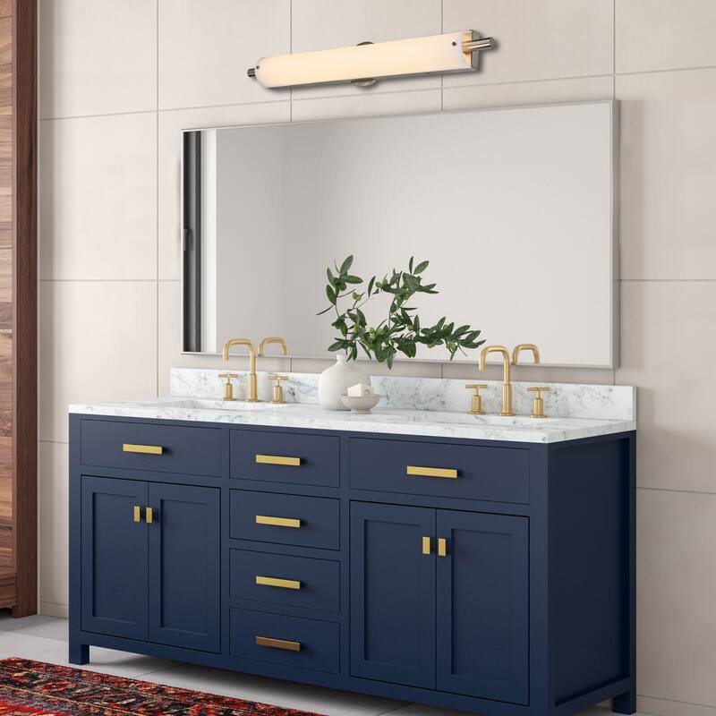 30 inch LED Vanity Light with white acrylic shade - Brushed Nickel