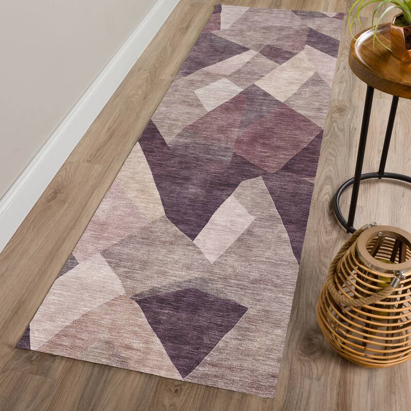 Machine Washable Indoor/ Outdoor Modern Queby Chantille Rug