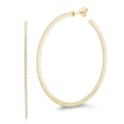 Soleil Sterling Silver Inside Out CZ Large Thin Hoops