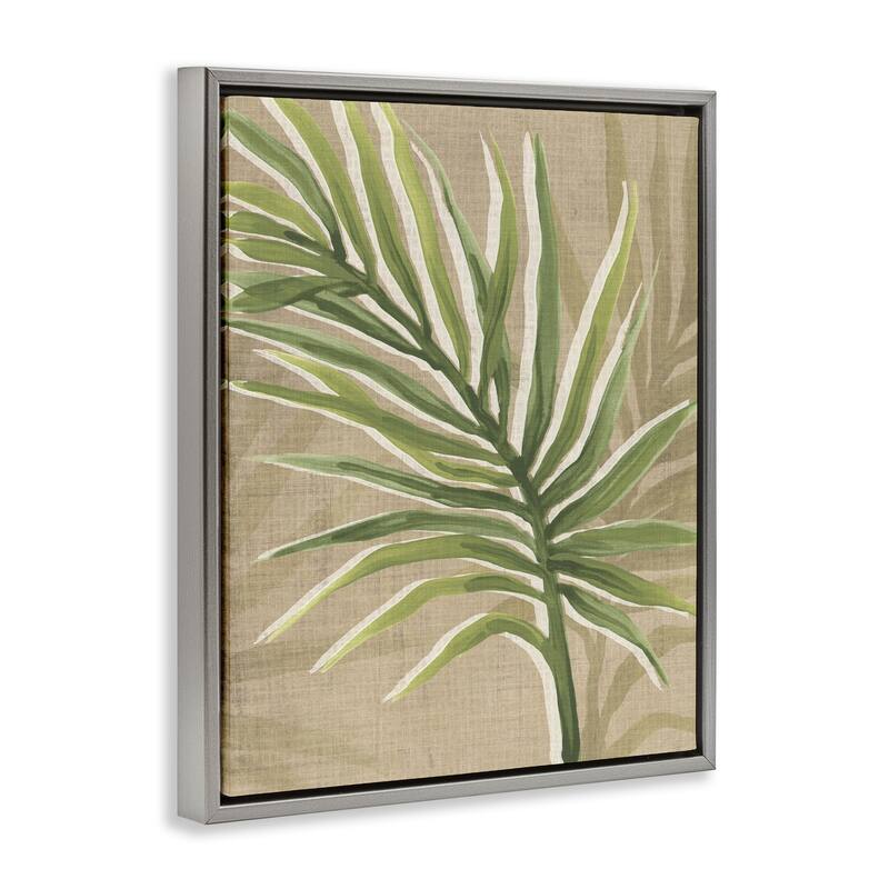 Stupell Natural Curved Palm Leaf Framed Floater Canvas Wall Art Design By June Erica Vess