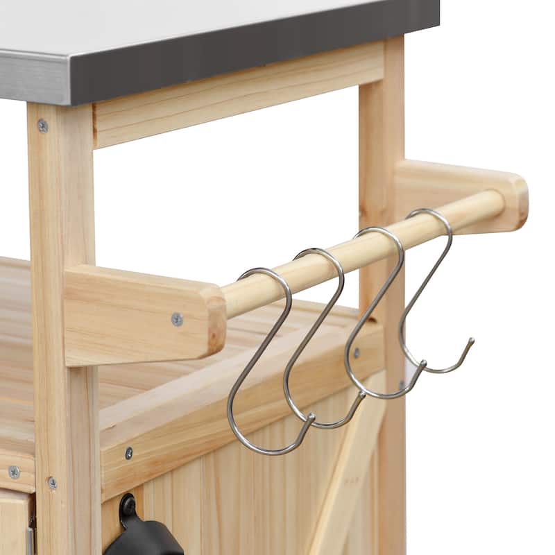 Jural Farmhouse Kitchen Island with Stainless Steel Top(50-in x19-in x36-in)