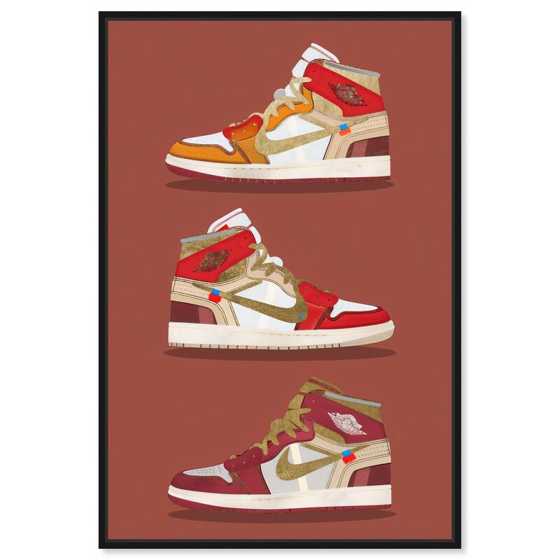 Sneaker Lineup Red Canvas by Art Remedy - 20" x 30" - Black