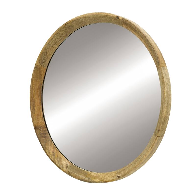 D20x1.5"Transitional Decor Style Mango Wood Wall Mirror Wall Decor with Frame of Solid Mango Wood - Natural - Natural