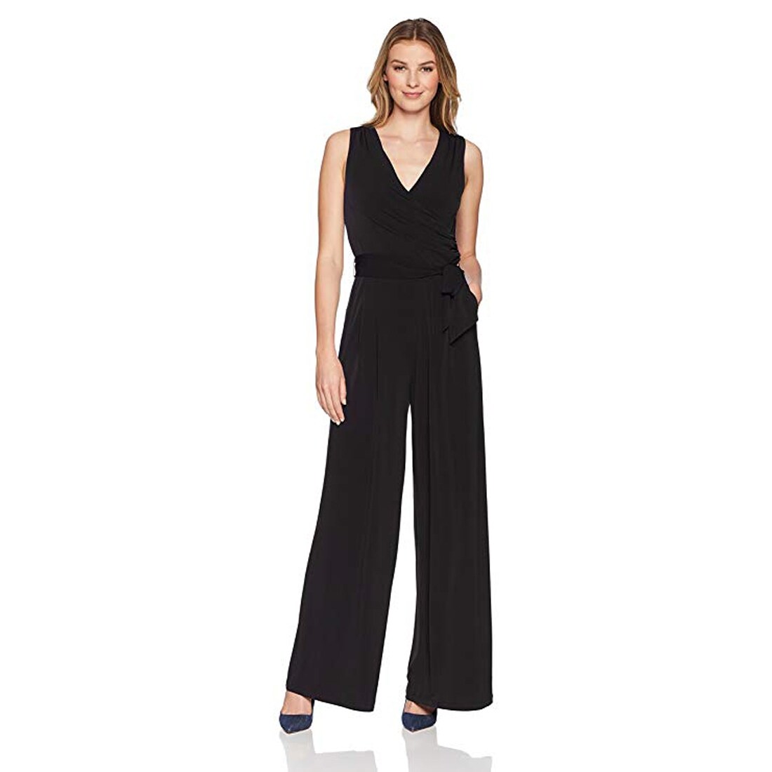 eliza j faux wrap jumpsuit