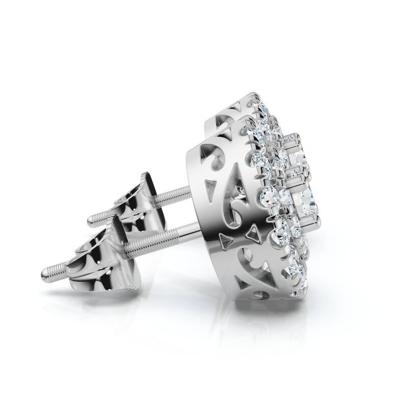 5/8Ct Double Halo Women's Diamond Earrings Gold Lab Grown