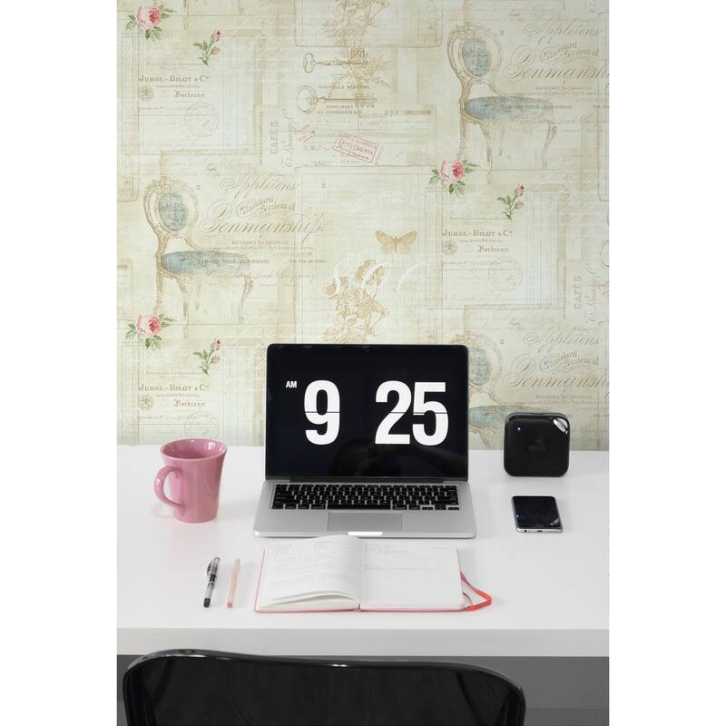 Seabrook Designs Antique Script Unpasted Wallpaper