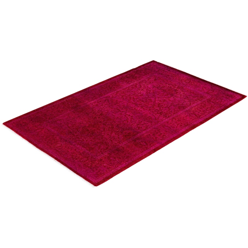 Overdyed One-of-a-Kind Hand-Knotted Area Rug - Red - 2' 7" x 4' 1"