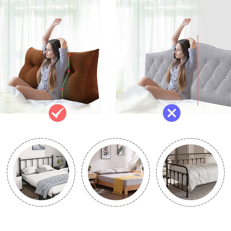 WOWMAX Large Reading Wedge Headboard Pillow for Bed Rest Back Support
