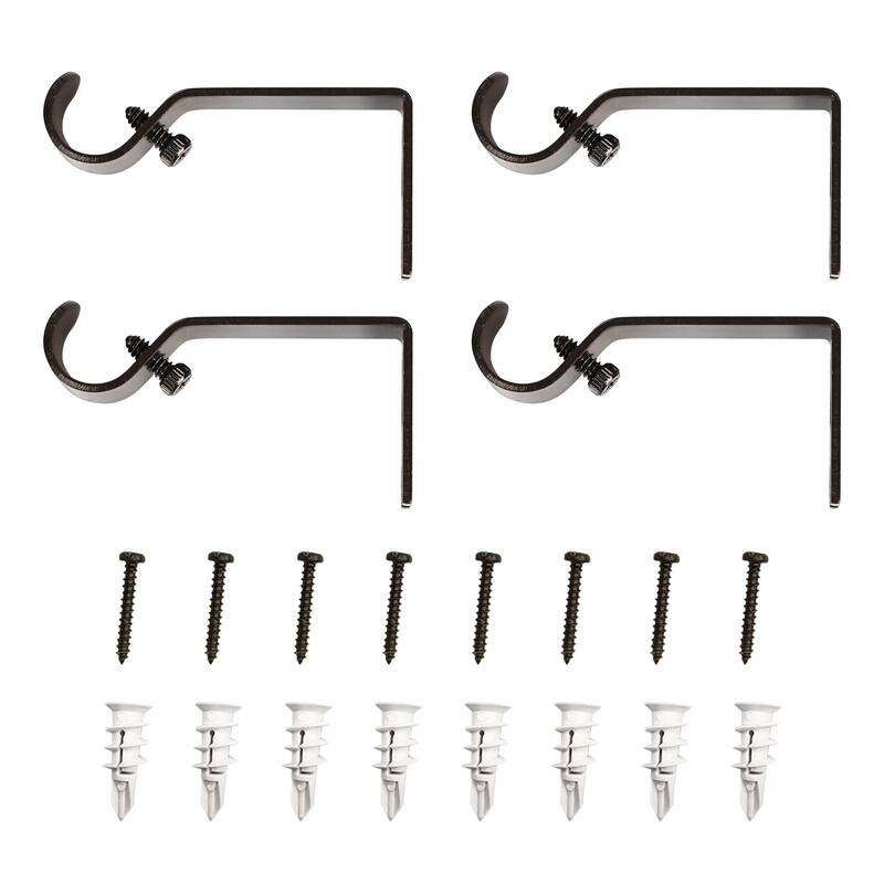 Lumi Home Furnishings Non-Adjustable Single Curtain Rod Brackets 5/8 in. (4-Piece)