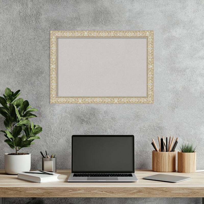 Lila Silver Wood Framed Cork Board - Bulletin Board, Organization Board, Pin Board
