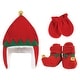 preview thumbnail 1 of 0, Hudson Baby Trapper Hat, Mitten and Bootie Set, Red Elf 0-6 Months - Red Elf