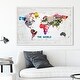 preview thumbnail 21 of 19, Oliver Gal 'Hipster Mapa Mundi' Maps and Flags Framed Wall Art Prints World Maps - White, Pink 45 x 30 - White