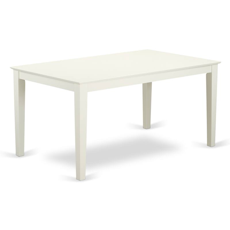East West Furniture 5 Piece Dining Table Set- a Kitchen Table and 2 Dining Chairs with 2 Benches, 36x60 Inch, Linen White