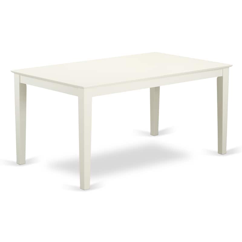 East West Furniture 5 Piece Dining Set- a Dining Table and 2 Kitchen Chairs with 2 Benches, 36x60 Inch, Linen White