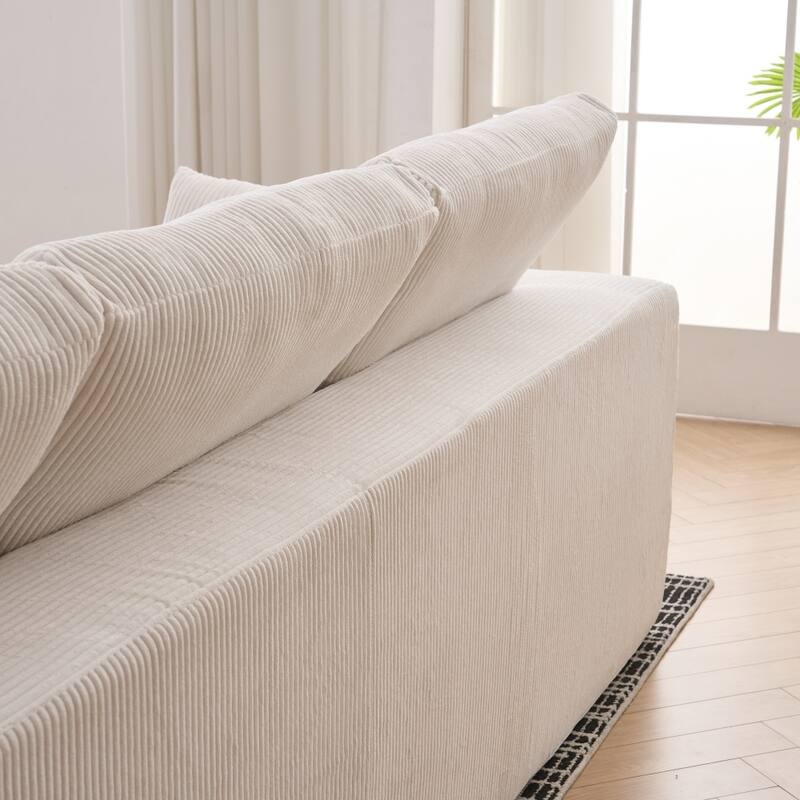 Unique 5 Seat Wood Frame Modular Sectional Sofa with 2 Pillows and 2 Ottomans