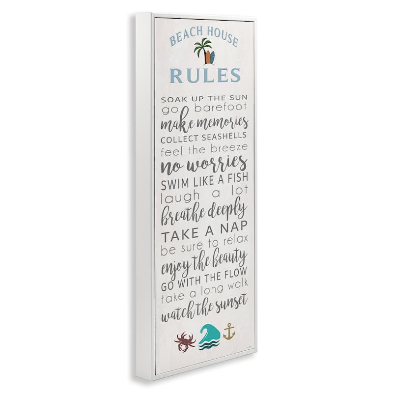 Stupell Fun Activities Beach House Rules Framed Giclee Art Design By Seven Trees Design
