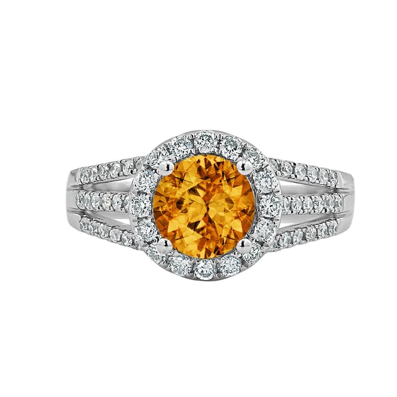 Auriya Modern 1 3/8ct Citrine and Halo Diamond Engagement Ring 1/2cttw 14k Gold