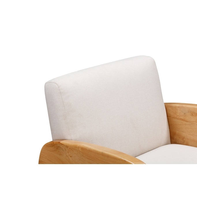 HomeRoots 24" White And Natural Linen And Wood Arm Chair - 28.54' X '27.95' X '23.94