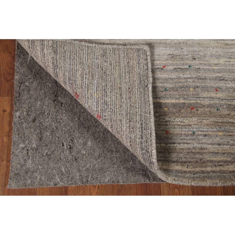 Striped Gabbeh Indian Square Area Rug Handmade Wool Carpet - 7'9"x 7'11"