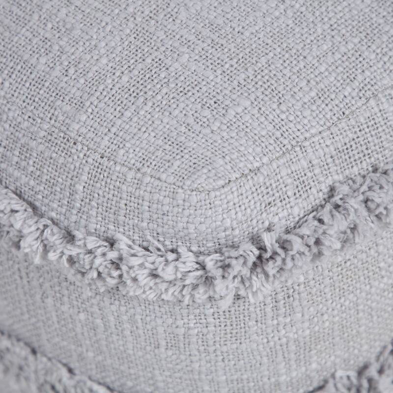 18" Gray Solid Texture and Striped Square Pouf Ottoman