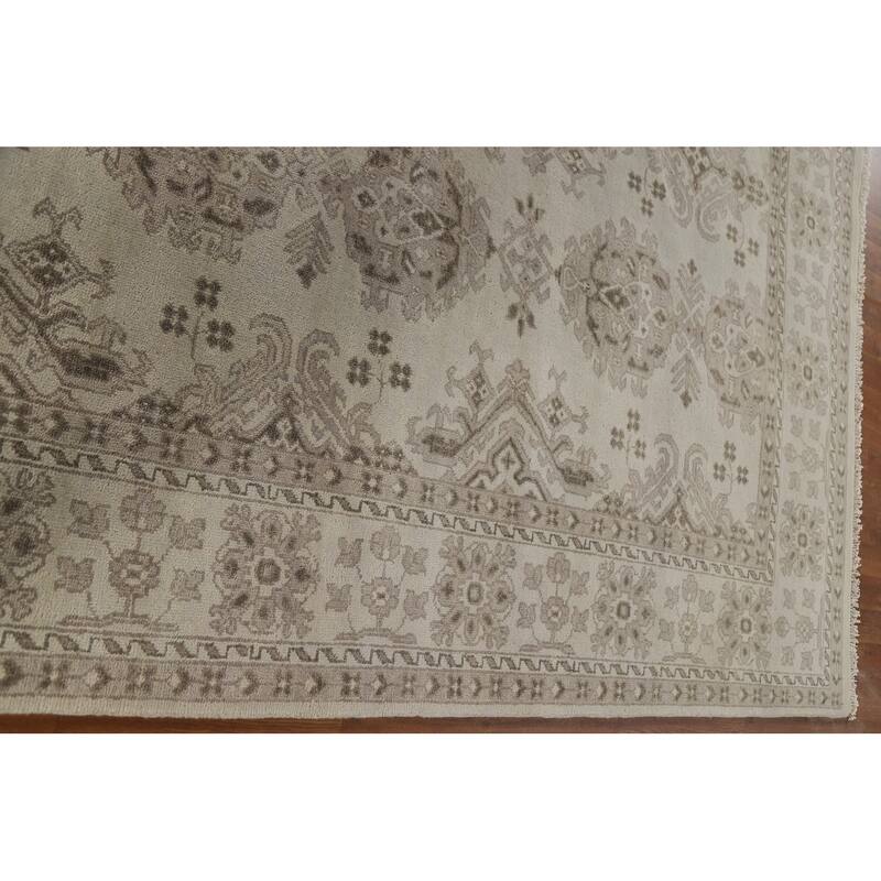 Oushak Oriental Area Rug Hand-Knotted Geometric Wool Carpet - 7'10"x 10'1"
